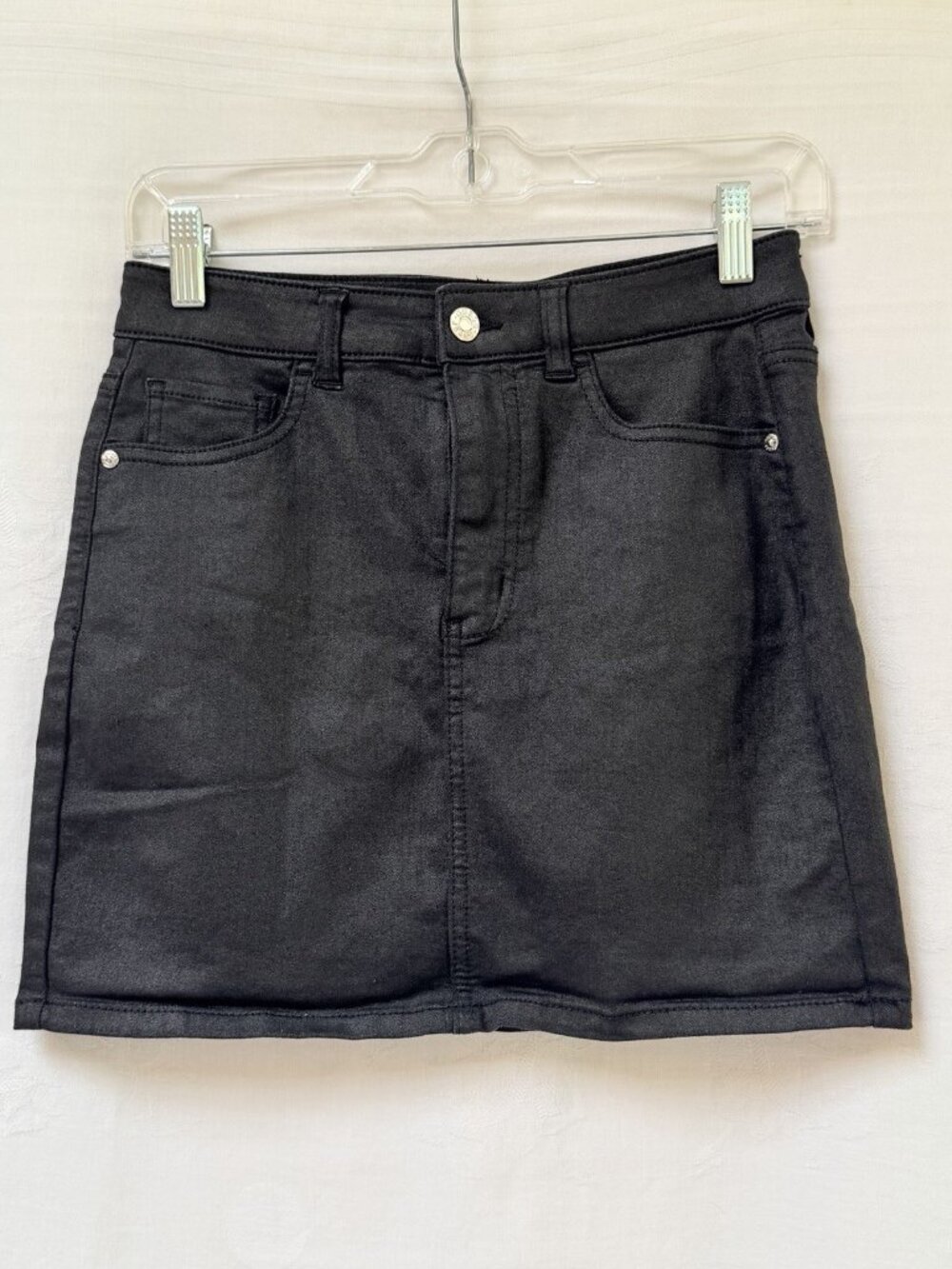 Guess Black Denim Jean Mini Skirt A Line Pockets High Waisted Women Small Y2K